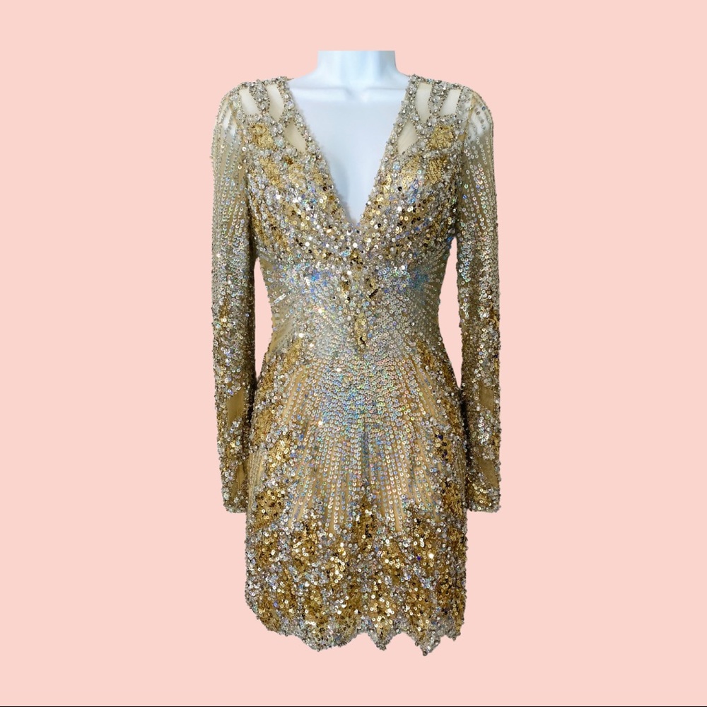 Jovani- Shimmer Sequined Cocktail Dress